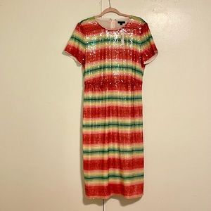 J Crew multi colored sequin midi dress 👗 Size 14 👗 NEW with tags